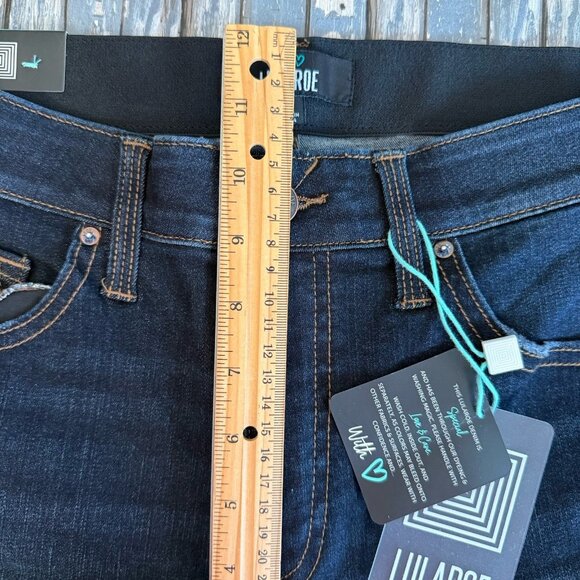 Lularoe Skinny Fit Jeans Size 30 Blue Dark Wash Distressed Raw Hem Stretch NWT - Picture 6 of 10